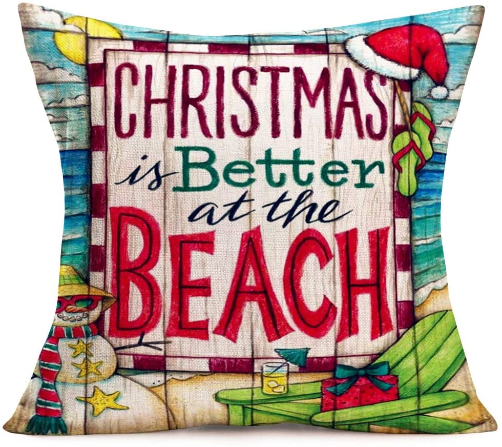 'Christmas is Better at Beach' Throw Pillow - shop.beachguide.com