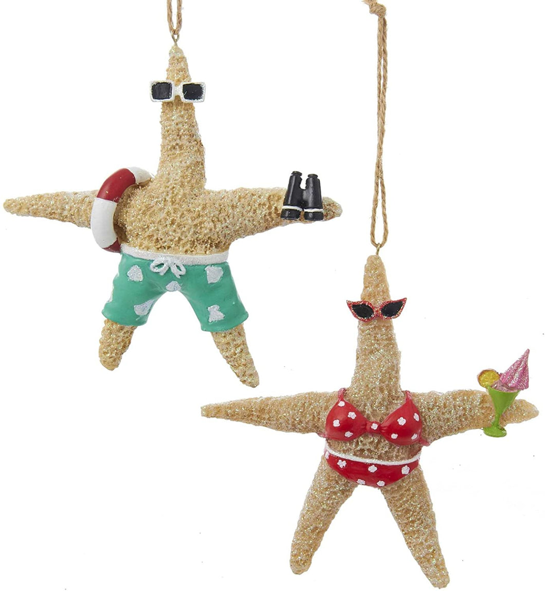 Beach Starfish Couple Ornament, Set of 2 - shop.beachguide.com