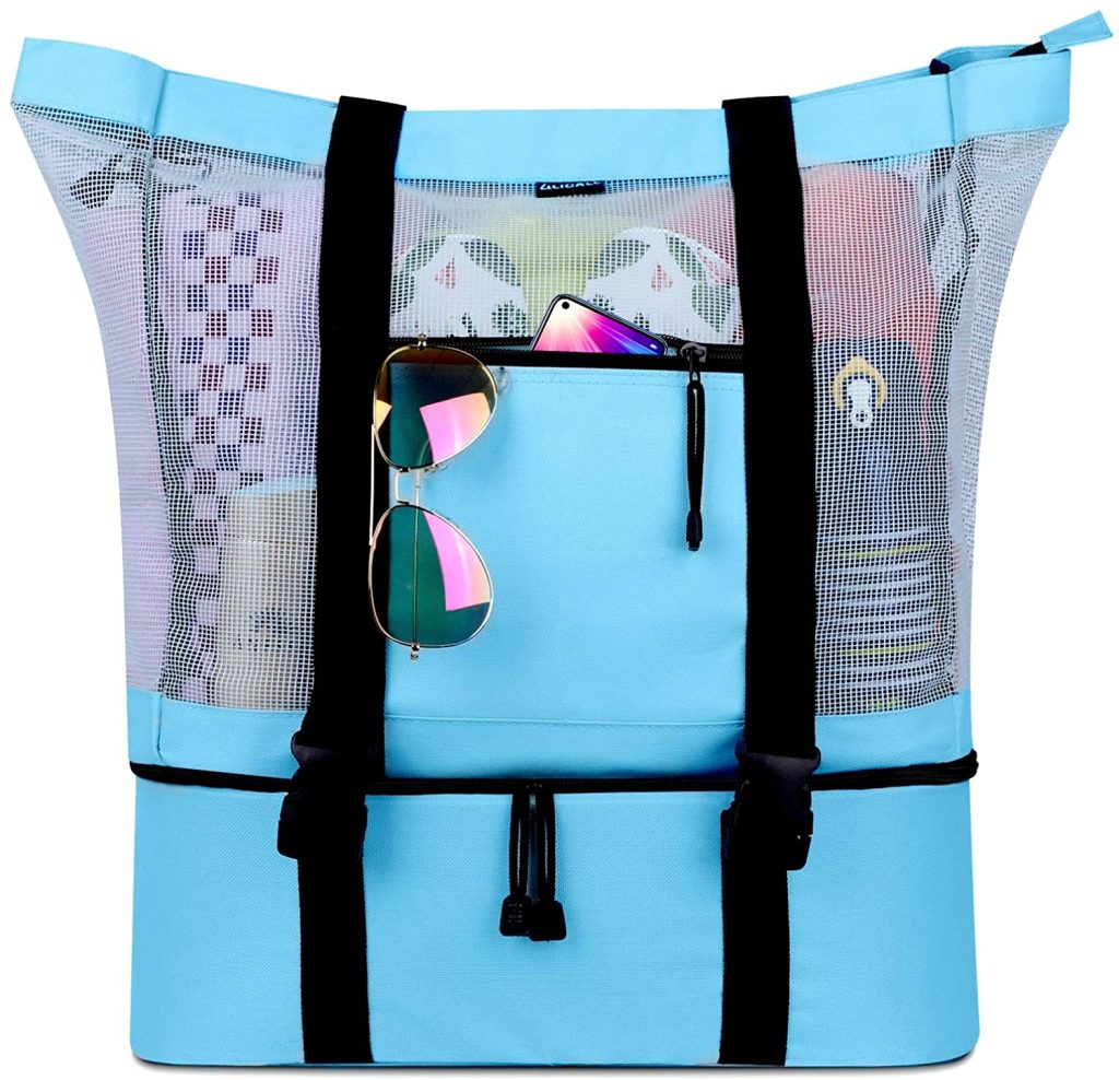 FITFORT Mesh Beach Tote Bag with Detachable Beach Cooler